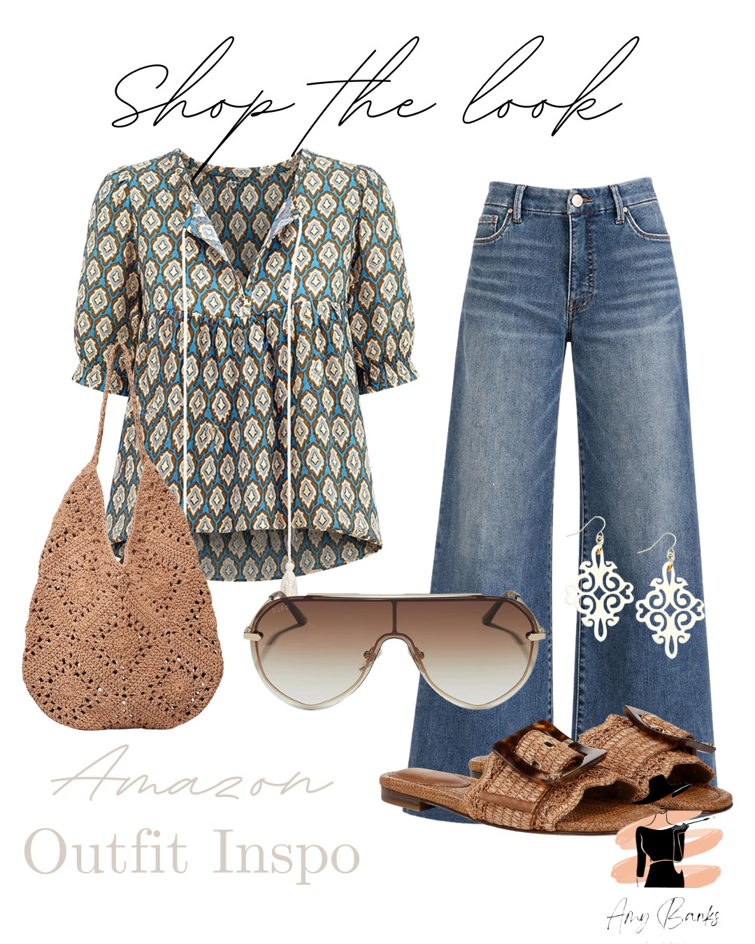 Loving this boho top paired with high-rise jeans and these dreamy sandals. Perfect summer look! #bohemianstyle #summeroutfit #beachbag 

 #LTKSeasonal