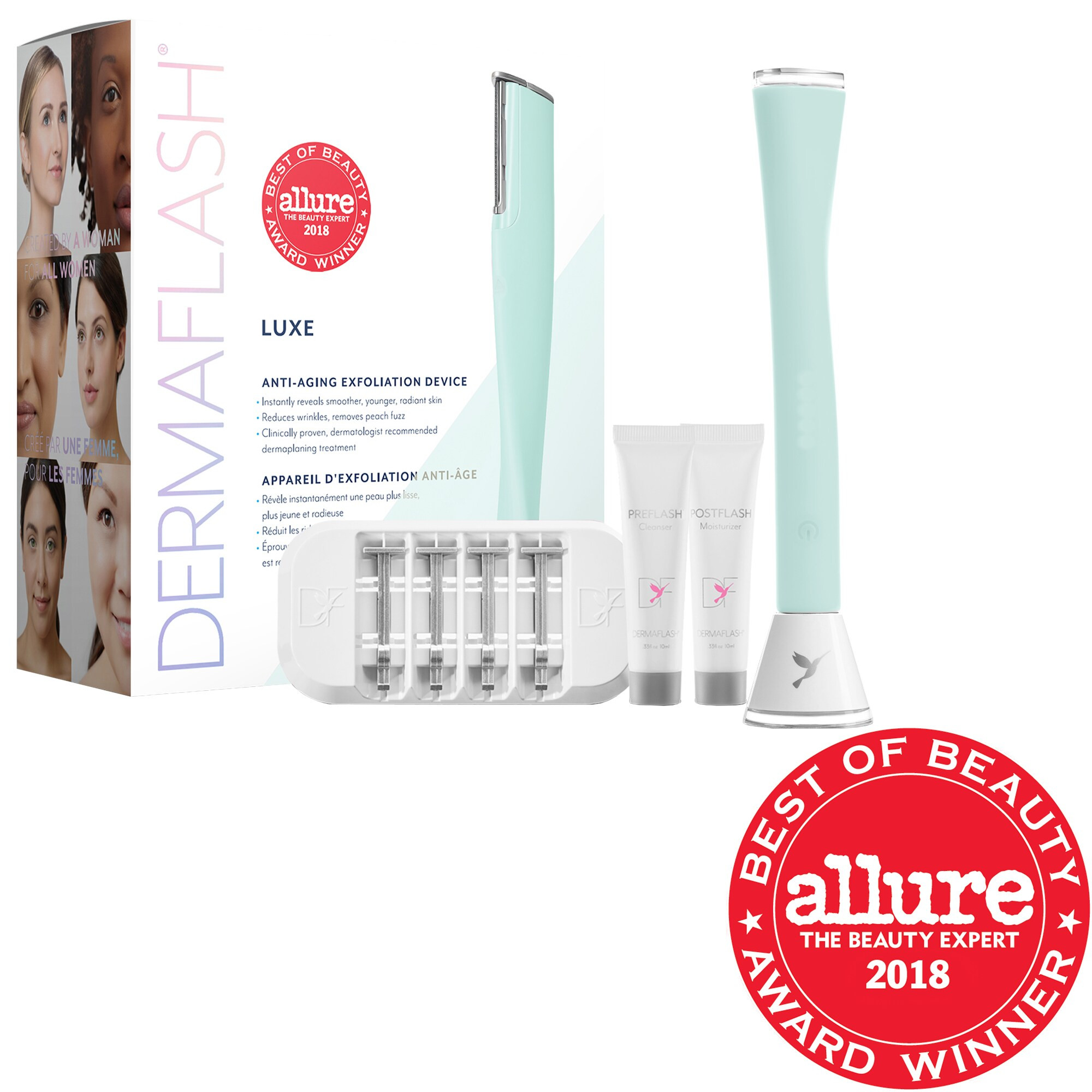 DERMAFLASH LUXE Anti-Aging Dermaplaning Exfoliation Device Icy Green | Sephora (US)