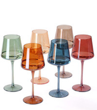 Hand Blown Colored Wine Glasses Set of 6-18oz Multi Colored Square Wine Glasses with Tall Long St... | Amazon (US)