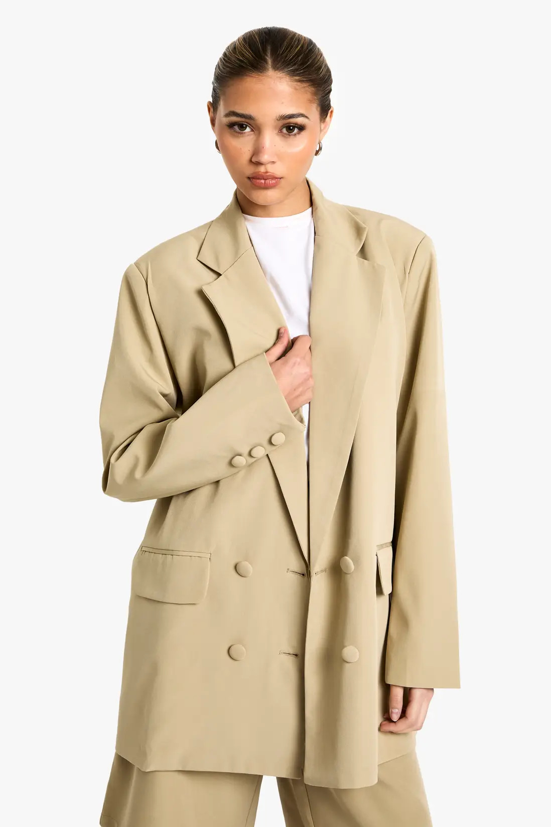Olive Woven Tailored Oversized Blazer | Boohoo | Boohoo.com (UK & IE)
