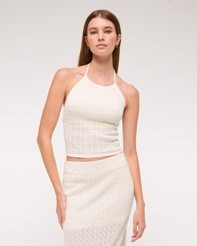 Women's Crochet-Style Open Back Tank | Women's Matching Sets | Abercrombie.com | Abercrombie & Fitch (US)