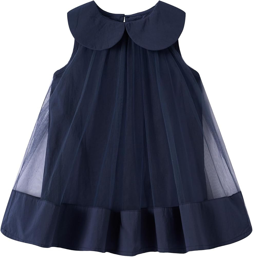 Baby Girls Puffy Tulle Dress Sleeveless Peter Pan Collar Sundress 12M-6Y | Amazon (US)
