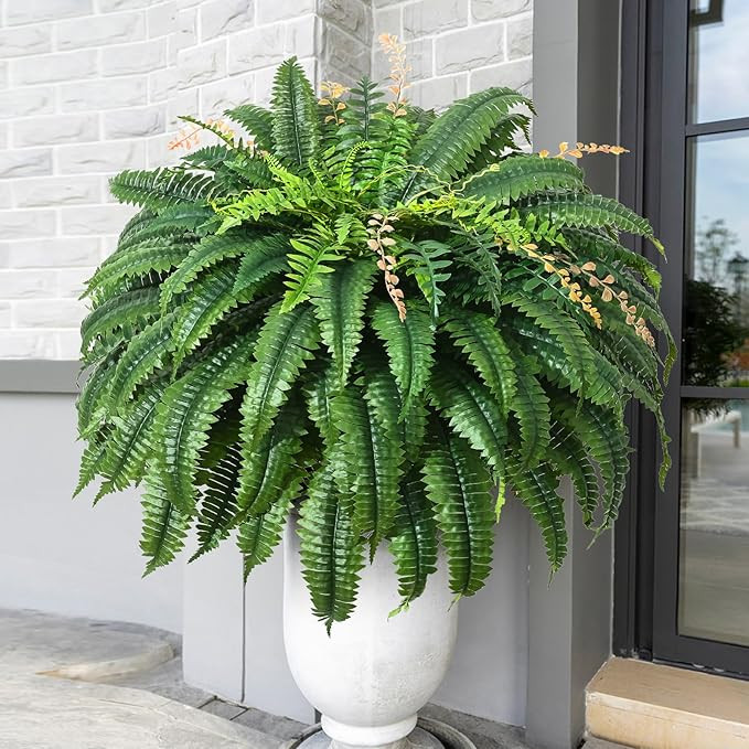 MARTINE MALL 48 inch 128 Leaves Artificial Ferns for Outdoors Look Real Fake Ferns, Large Faux Bo... | Amazon (US)