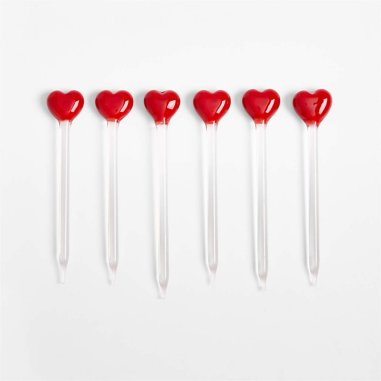 Heart Icon Glass Martini Picks, Set of 6 + Reviews | Crate & Barrel | Crate & Barrel