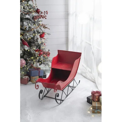 39x17.7x22"h Red/black Iron Christmas Santa Sleigh, Large | Wayfair North America