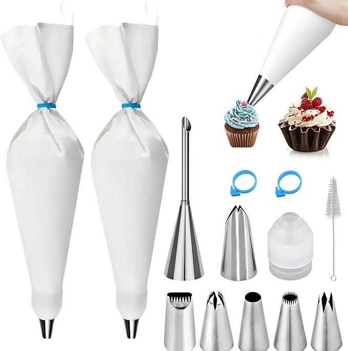 Reusable Piping Bags and Tips Set - 16inch Pastry Bags for Cake Decorating, Cupcakes, Cookies | D... | Amazon (US)