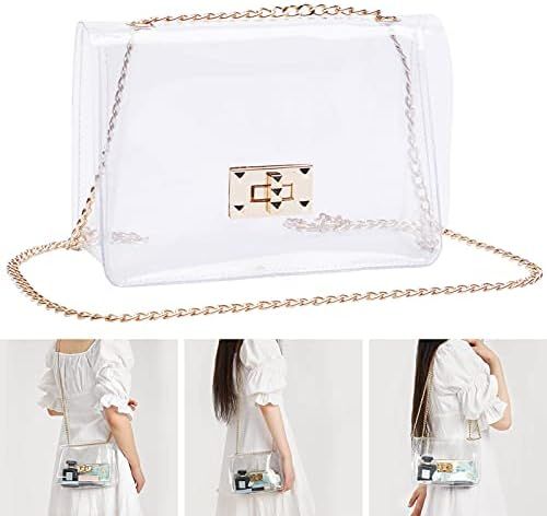 COROMAY Clear Purse for Women, Clear Crossbody Bag Stadium Approved, Clear Handbag Clear Clutch Purs | Amazon (US)