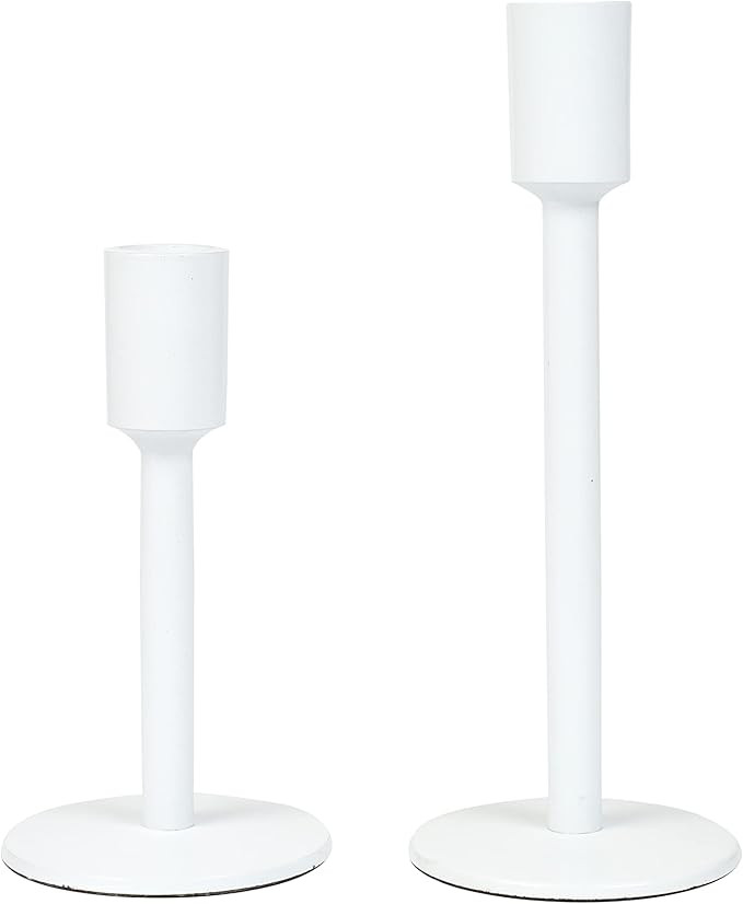 Candlestick Holders Set of 2 - White Candlestick Holder Vintage Modern Decorative Centerpiece for... | Amazon (US)