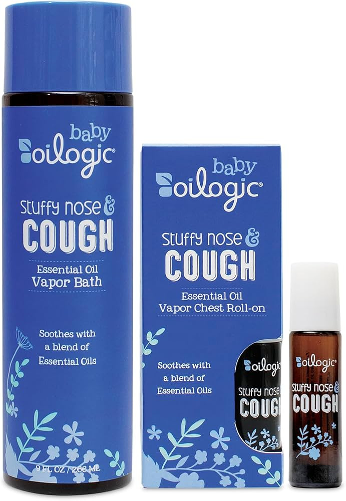Oilogic Baby Bath Essentials - Stuffy Nose & Cough Bundle - Vapor Bath and Roll-On Essential Oil ... | Amazon (US)