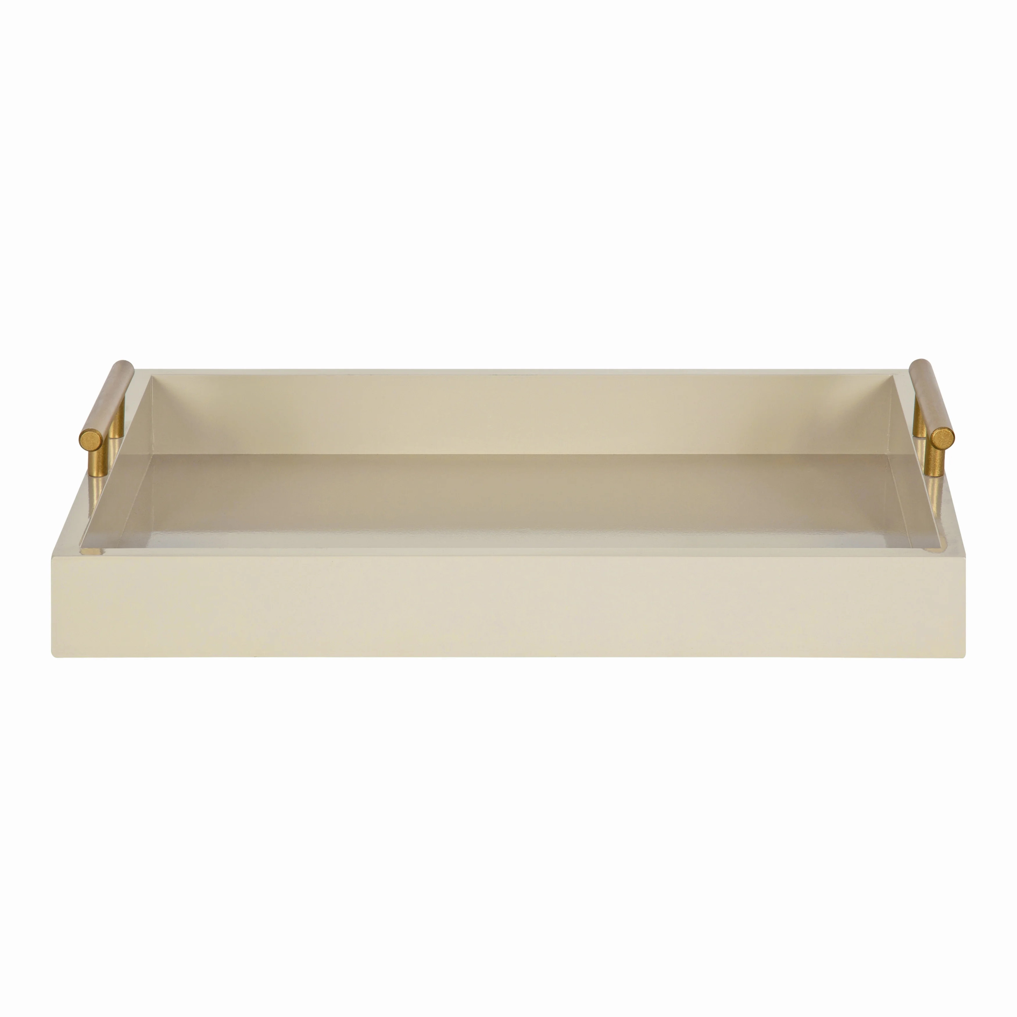 Kate and Laurel Lipton Mid Century Modern Decorative Wood Tray with Brushed Gold Metal Handles, S... | Walmart (US)
