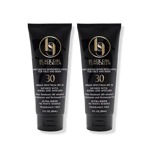 Black Girl Sunscreen SPF 30 for the Face & Body - Moisturizing Sun Protection, SPF 30, Sun Lotion for Women, Ultra Sheer, Travel Size, No White Cast for Melanin Rich Skin - 3 fl oz, 2-Pack | Amazon (US)