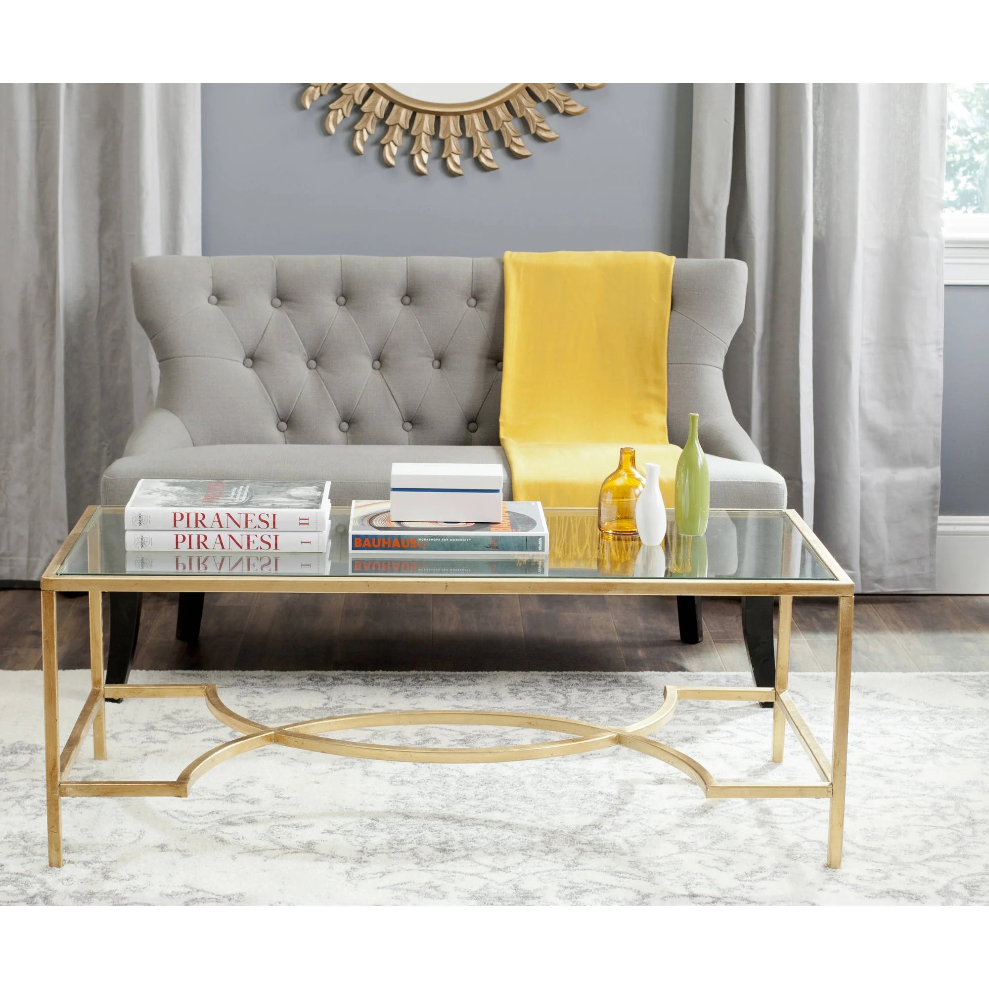 Safavieh Inga 48" Width Coffee Table w/Tempered Glass | Walmart (US)
