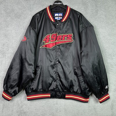 Vintage San Francisco 49ers Jacket Mens XL Black Satin Bomber Logo Athletic NFL | eBay US