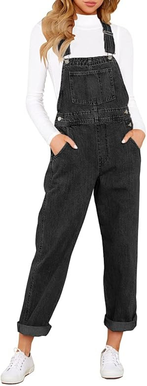 Vetinee Womens Classic Adjustable Straps Pockets Denim Bib Overalls Jeans Pants | Amazon (US)