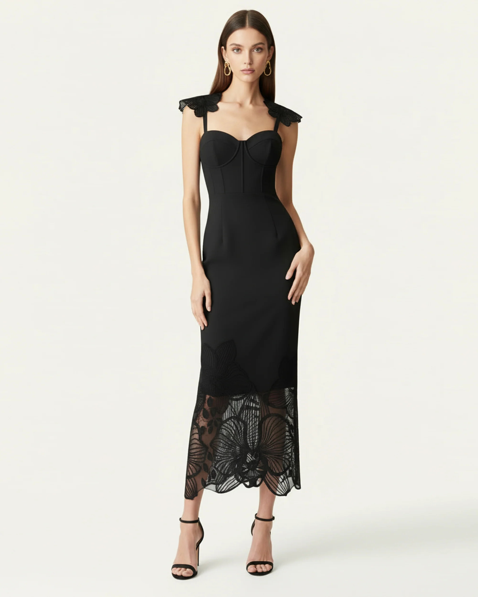 Orchid Embroidered Corset Dress - Black | JW PEI US