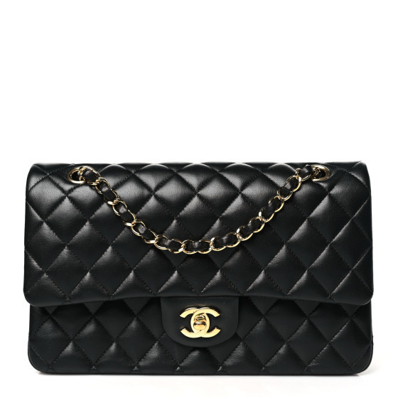 Lambskin Quilted Medium Double Flap Black | FASHIONPHILE (US)