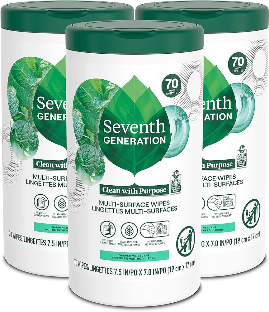 Seventh Generation Multi Purpose Wipes All Purpose Cleaning Garden Mint scent with 100% Essential... | Amazon (US)