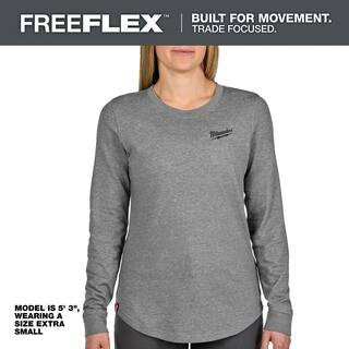 Women's X-Small Medium Gray FREEFLEX Long Sleeve Hybrid Work T-Shirt | The Home Depot