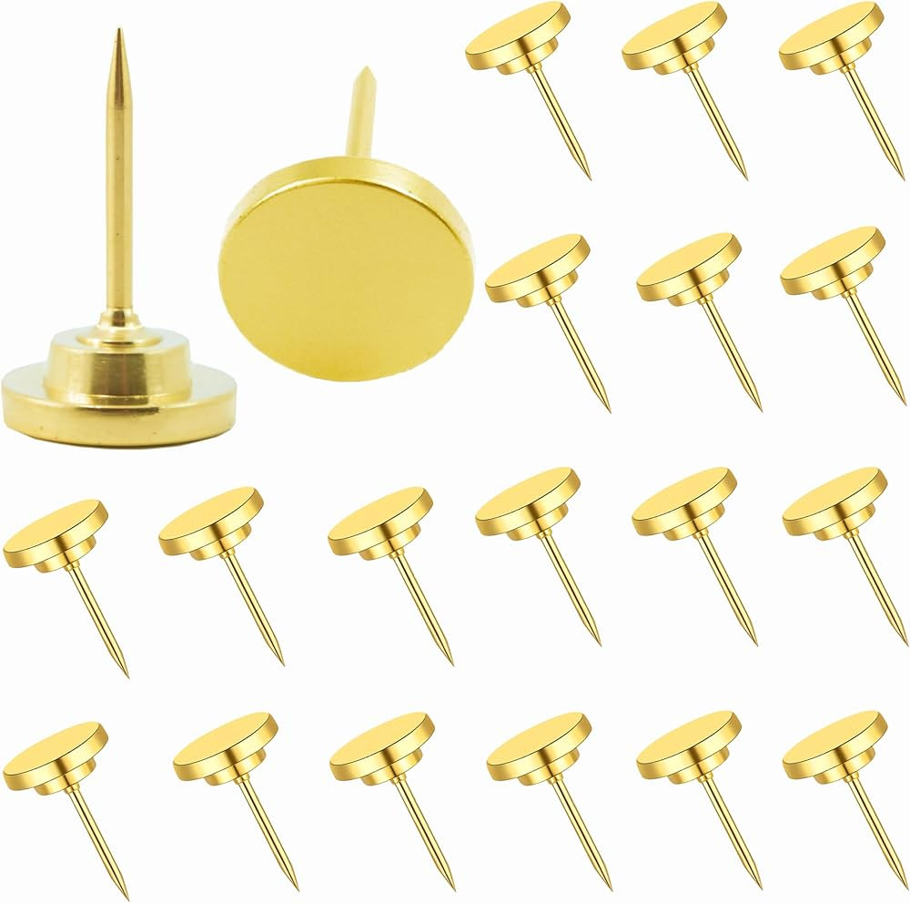 30 Pcs Metal Push Pins Gold Thumb Tacks or for Cork Board Bulletin Board, Photos Wall Maps,Pictur... | Amazon (US)