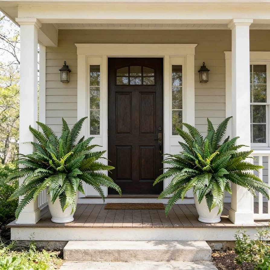 48" Artificial Ferns for Outdoors Large, 2 Packs Fake Ferns, Realistic & UV Resistant Faux Fern f... | Amazon (US)