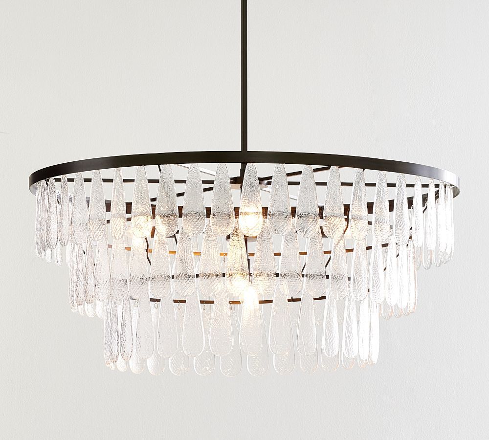 Mable Textured Glass Round Chandelier | Pottery Barn (US)