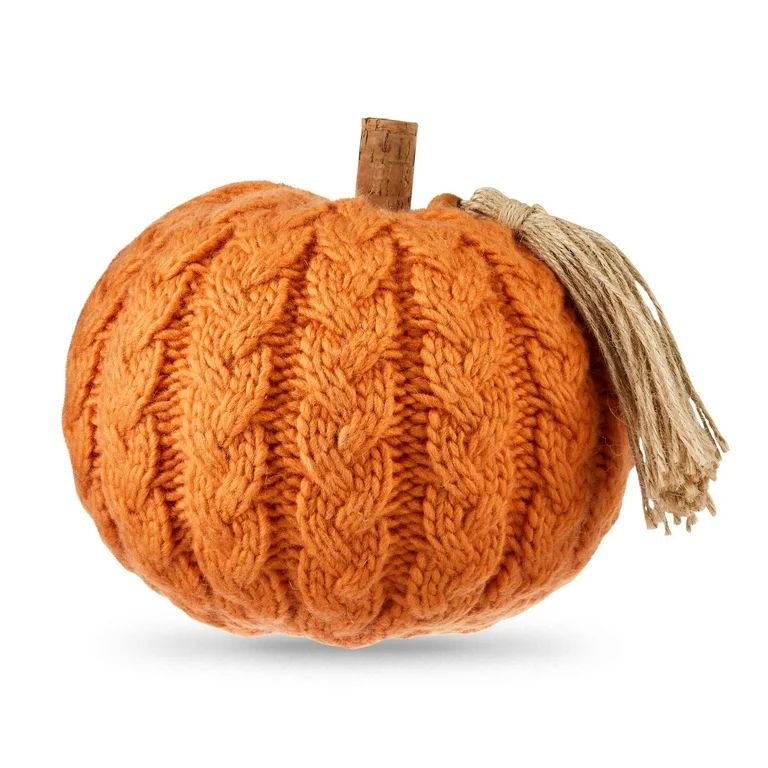 Harvest Knit Pumpkin Tabletop Decoration, Pumpkin, 9 inch x 8 inch, Way to Celebrate | Walmart (US)