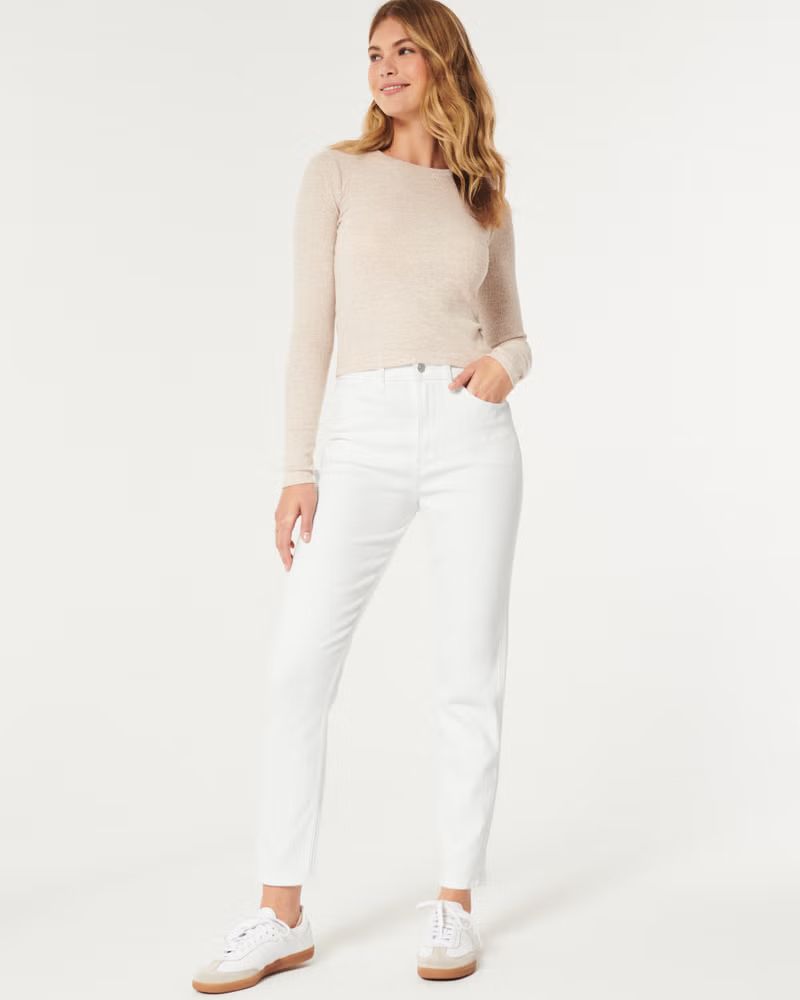 Ultra High-Rise White Mom Jeans | Hollister (US)