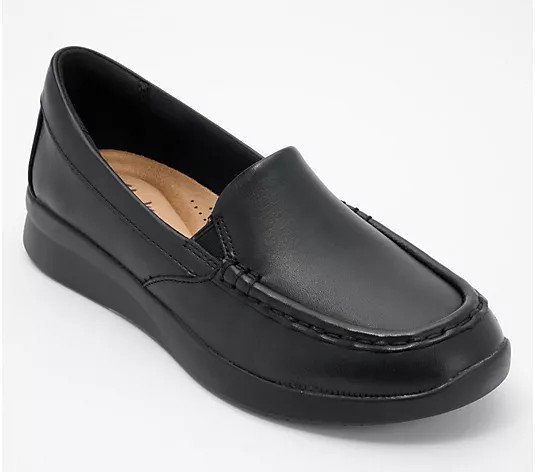 Clarks Collection Leather/Textile Slip-Ons - Ellowyn Lux - QVC.com | QVC