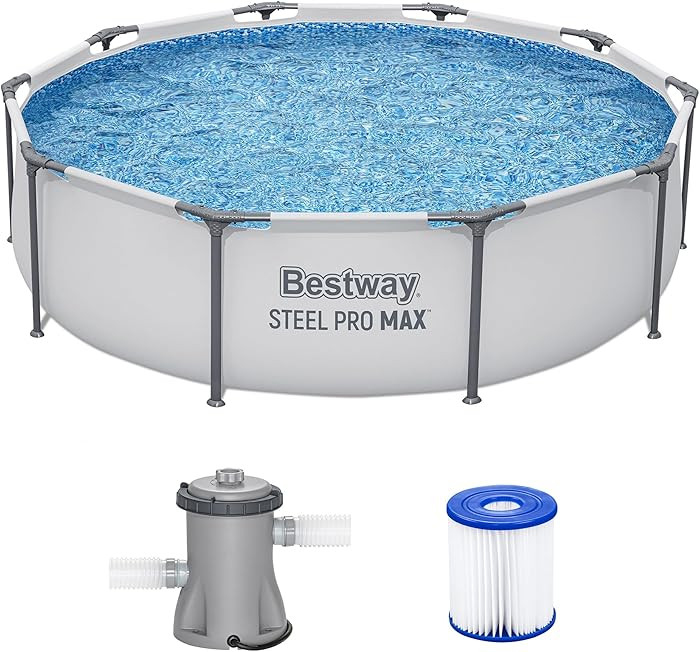 Bestway Steel Pro MAX 10' x 30" Above Ground Pool, Round Metal Frame Outdoor Swimming Pool Set wi... | Amazon (US)