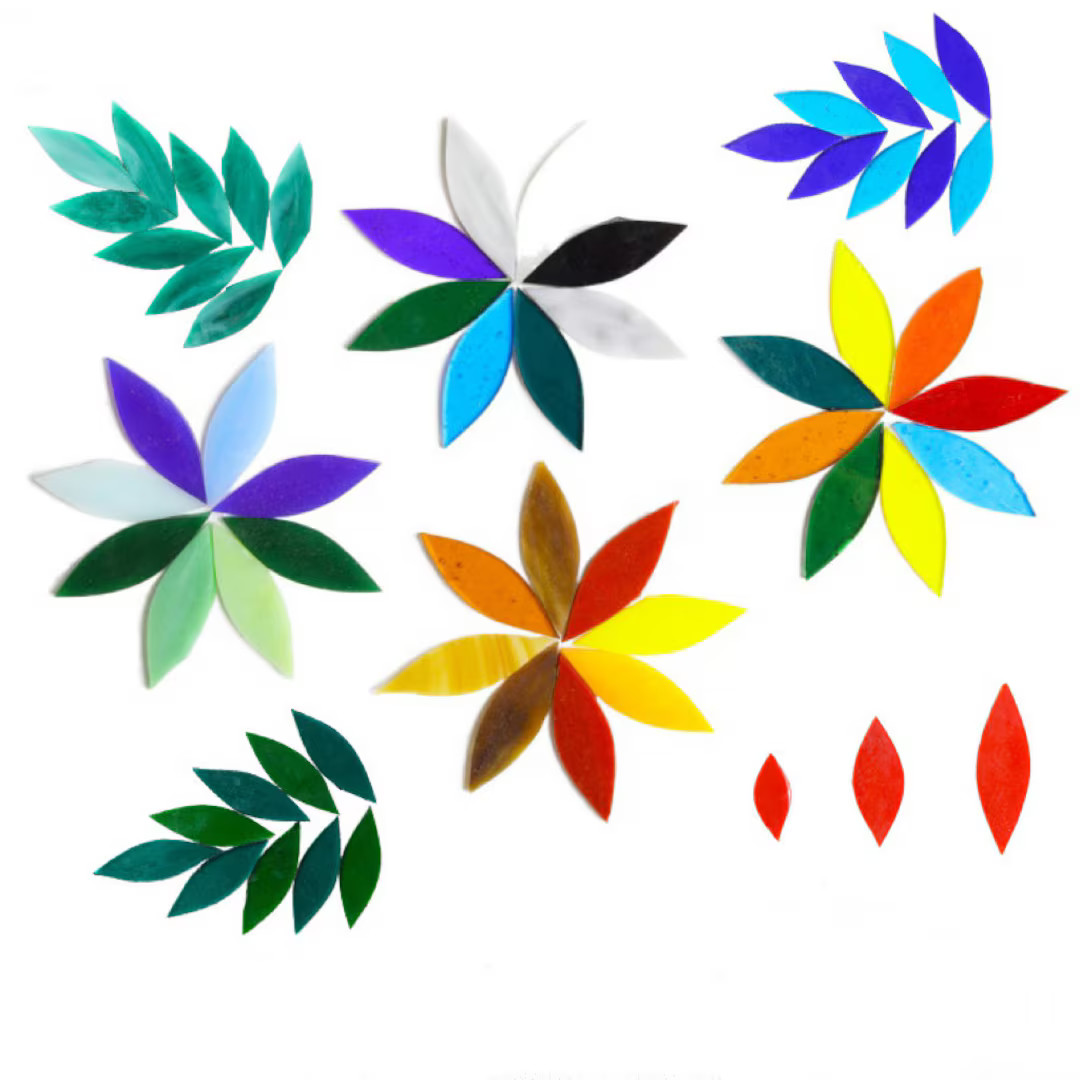 Mosaic glass pieces leaf petal shape multiple colours mosaic tiles diy craft supplies stained gla... | Etsy (US)