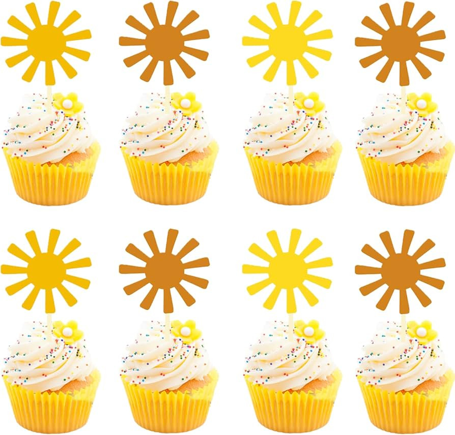 Sun Cupcake Toppers First Birthday，Sunshine Cake Topper 1st Birthday，Little Sunshine Cupcake ... | Amazon (US)