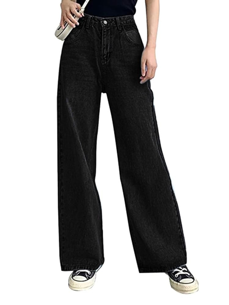 HDLTE Baggy Wide Leg Jeans for Women High Waisted Trendy Flare Jeans Boyfriend Denim Pants with P... | Amazon (US)