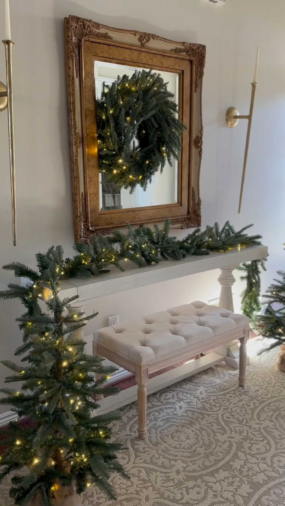 Decorate your entryway in style this holiday season with this beautiful wreath and garland set! Topiaries too! 

#LTKHoliday #LTKHome #LTKSeasonal