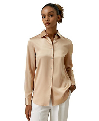 Spread Collar Silk Shirt for Women | Macy's