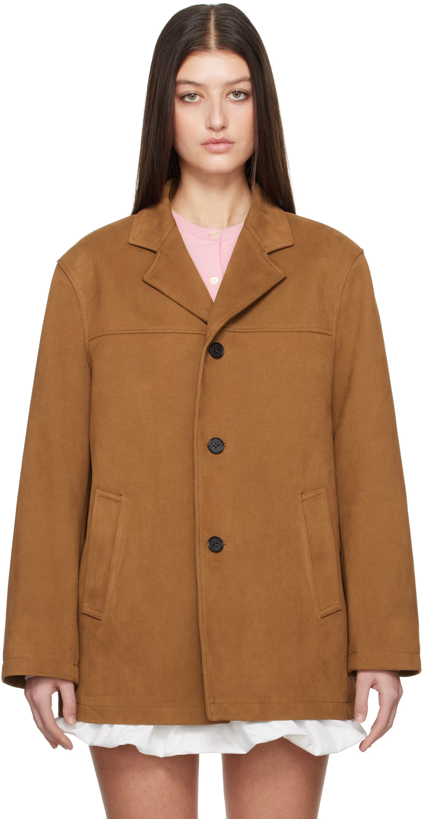 Dunst - Tan Vegan Suede Half Jacket | SSENSE