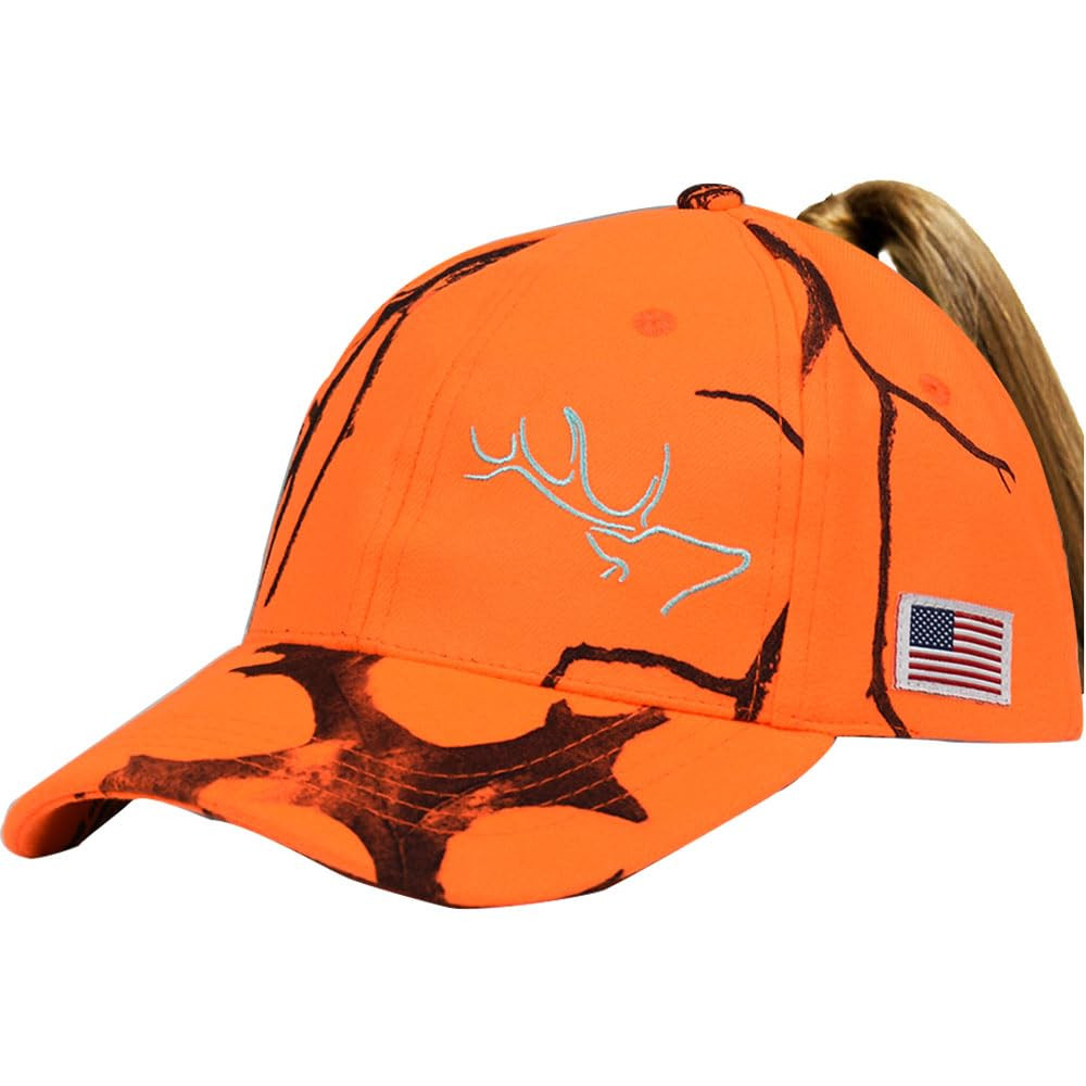 EDTREK Womens Performance Cap Hat with Ponytail Hole - Camo and Blaze Orange Hunting Hats | Amazon (US)