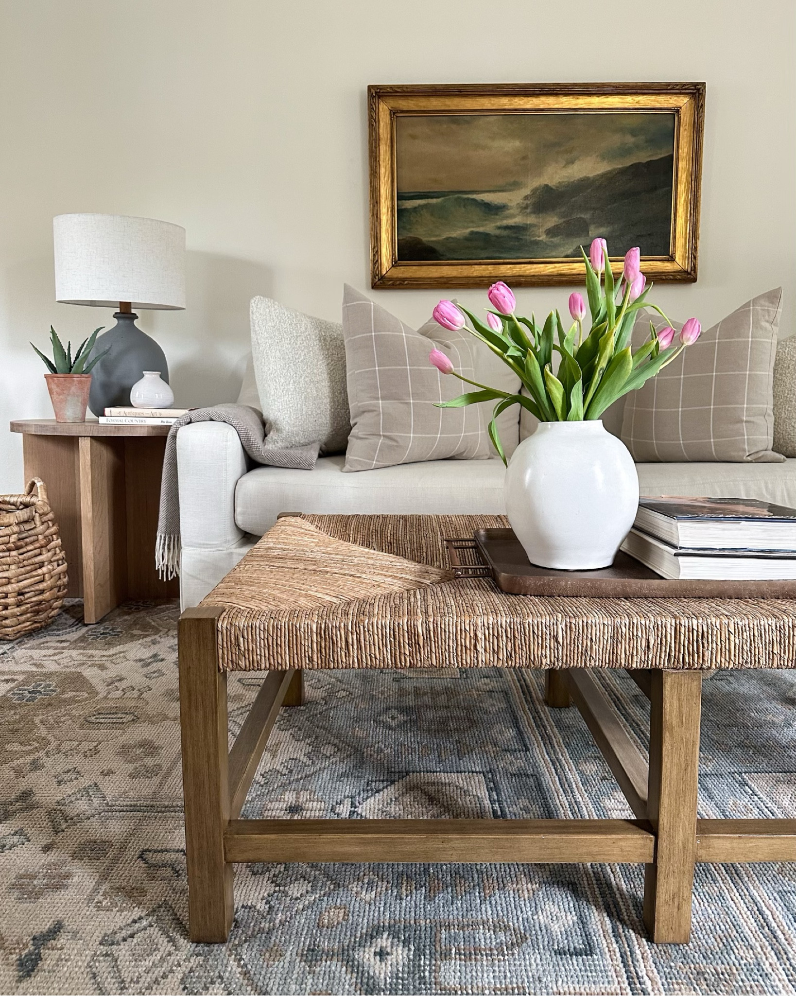 We often get asked how to style a coffee table.  There are so many options and accents available with endless reels and TikTok demos, but we always circle back to the basics: books and blooms. 📚🌷 #celesteandpearl 

#LTKfamily #LTKSeasonal #LTKhome