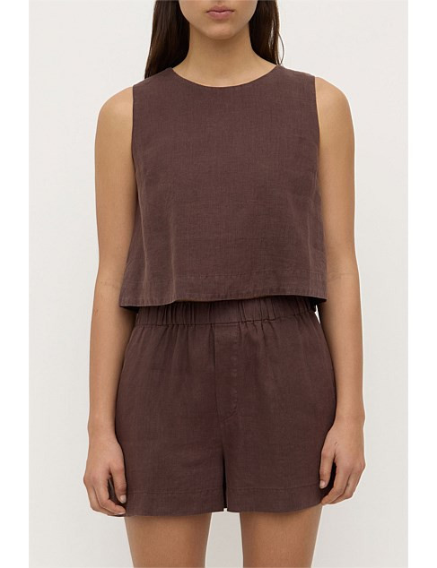 Assembly Label Estelle Linen Top Ganache | David Jones | David Jones (Australia & New Zealand)