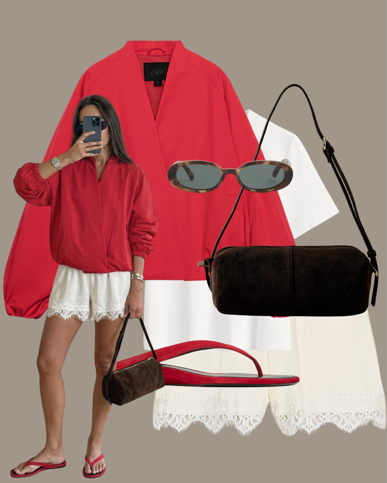 Zara new in❤️

Tags: Red puffer jacket outfit, white lace shorts outfit, brown shoulder bag outfit, red sandals outfit, spring shorts outfit

#LTKsummer #LTKuk #LTKspring