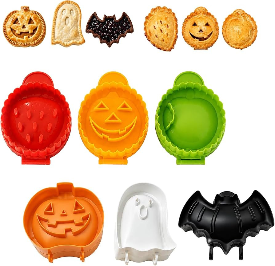 Holiday Mini Hand Pie Molds Set, Ghost Pumpkin Bat Shaped Pie Mold | Amazon (US)