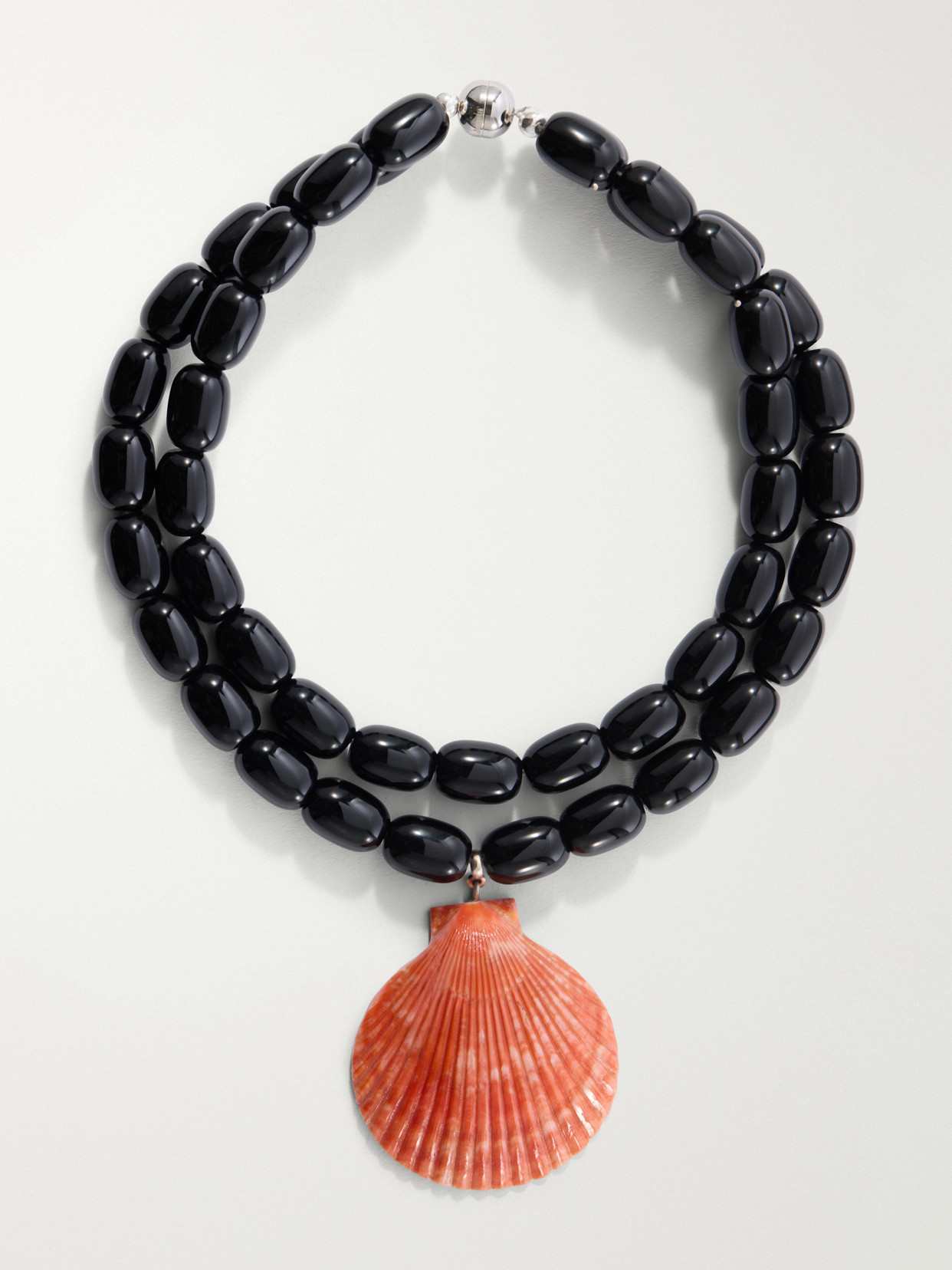 Julietta - Luma Rhodium-pleated, Onyx, Shell And Resin Beaded Necklace - Black | NET-A-PORTER (US)