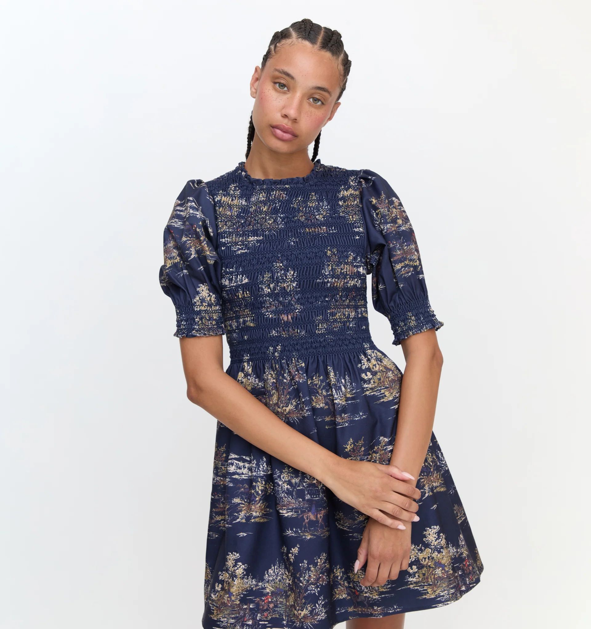 The Vivi Nap Dress - Navy Equestrian Toile | Hill House Home