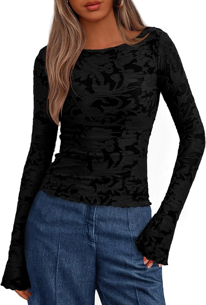 BTFBM Casual Long Sleeve Shirts Fall 2025 Going Out Tops for Women Trendy Floral Work Blouses Bod... | Amazon (US)