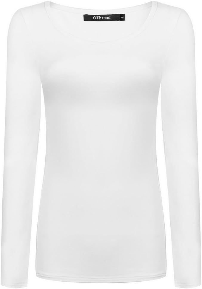 OThread & Co. Women's Long Sleeve T-Shirt Scoop Neck Basic Layer Stretchy Shirts | Amazon (US)