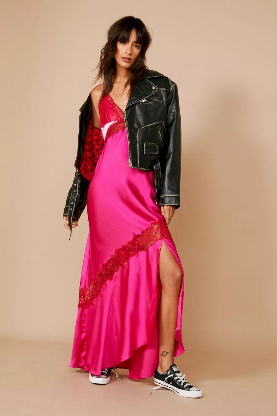 Satin Lace Trim Maxi Dress | Nasty Gal US
