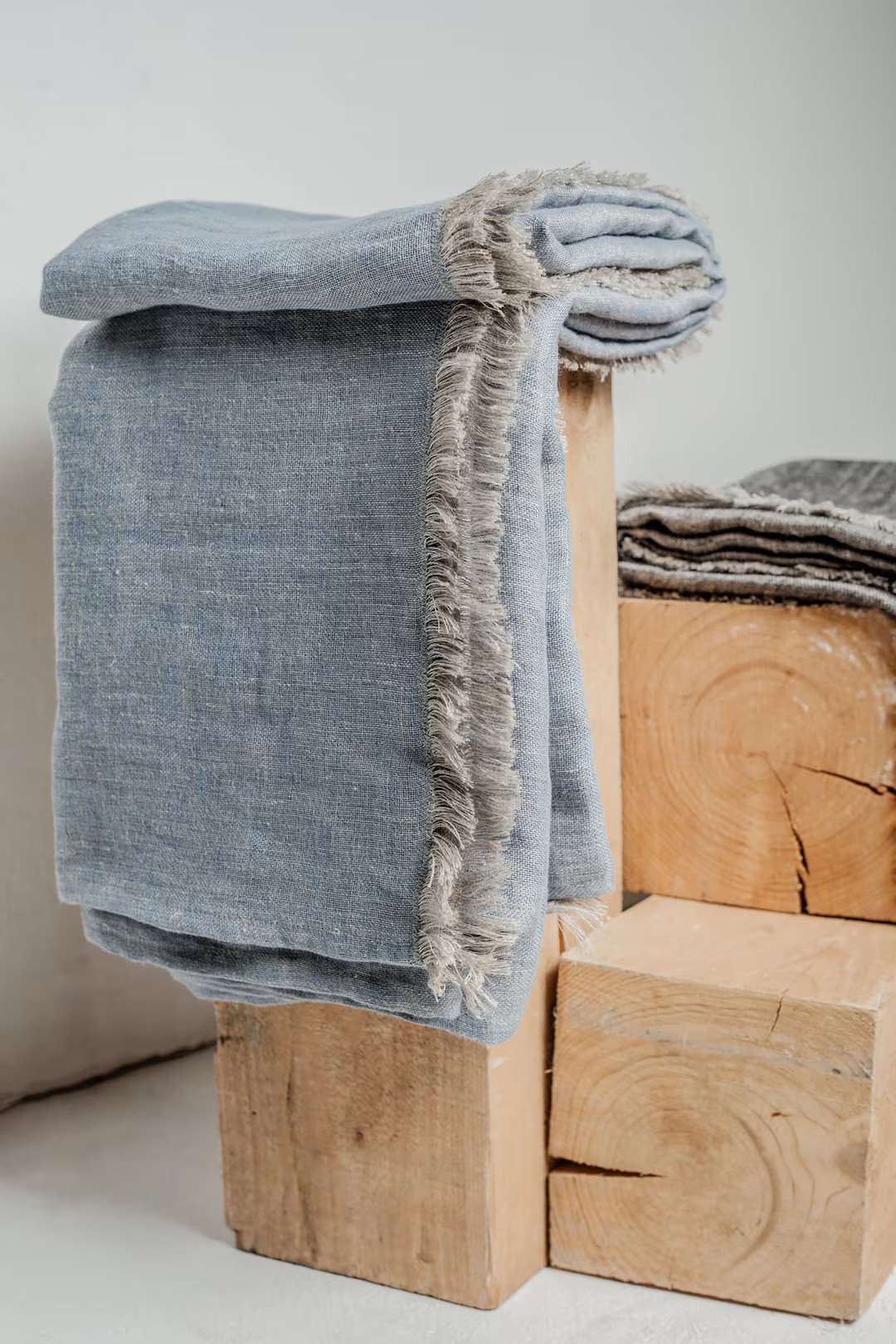 Bluish Gray Softened Linen Throw, Linen Throw Blanket, Grey Throw, Fringed Throw Blanket, Linen T... | Etsy (US)
