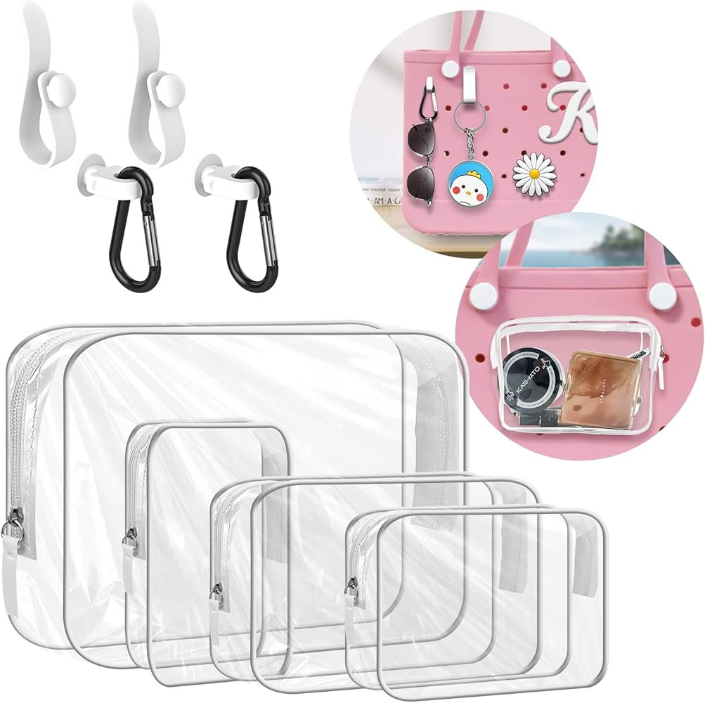 4 Packs Clear Bogg Bag Accessories with 4 Pcs Insert Hooks, Suitable for Bogg Bag & Simple Southe... | Amazon (US)