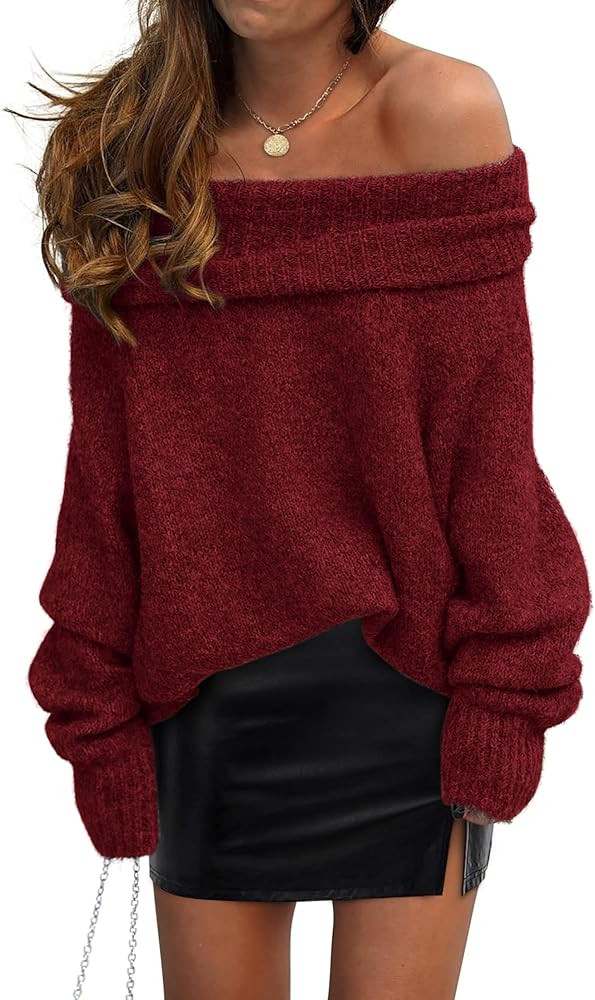 PRETTYGARDEN Women's Sweaters Fall Off The Shoulder Long Sleeve Top 2024 Outfits Loose Knitted Wi... | Amazon (US)