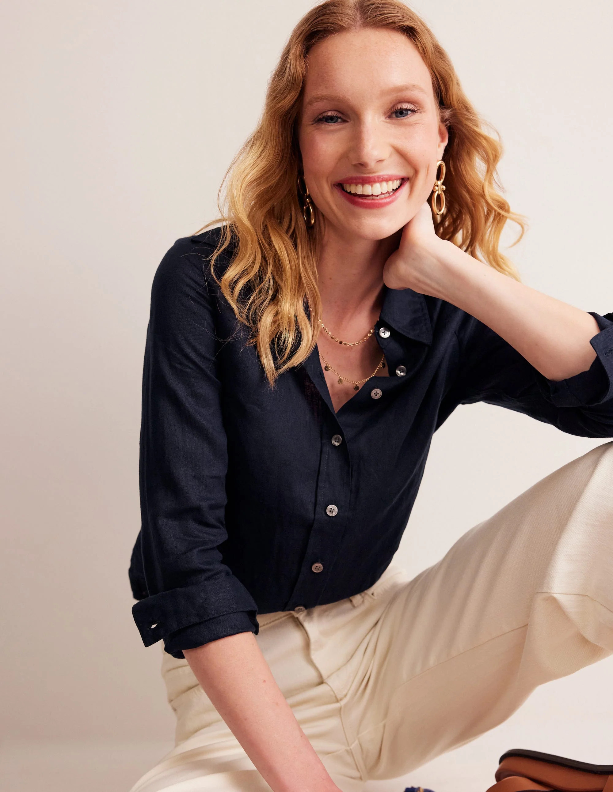 Boden Women's Sienna Linen Shirt in Blue | Size 2 | Boden (US)