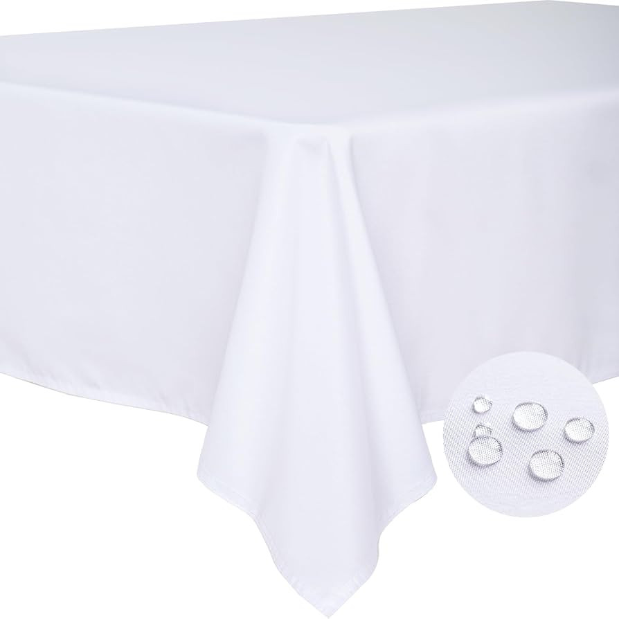 BYDOLL Table Cloth White 60x84 Inch Tablecloth for 6 Foot Rectangle Tables Outdoor Washable Wrink... | Amazon (US)